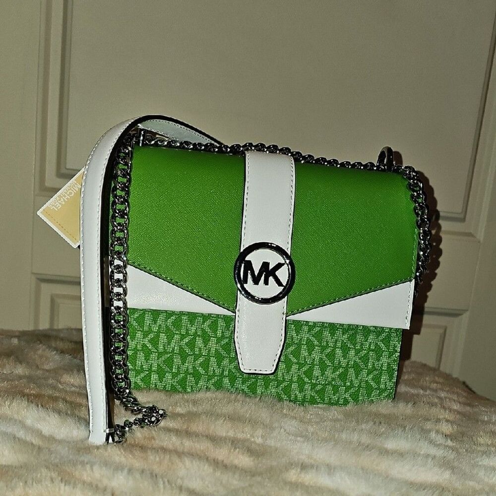 Michael Kors Green and White Crossbody Bag NWT